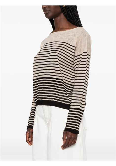 maglia mariniere donna beige and black ROBERTO COLLINA | 261FXA1800609